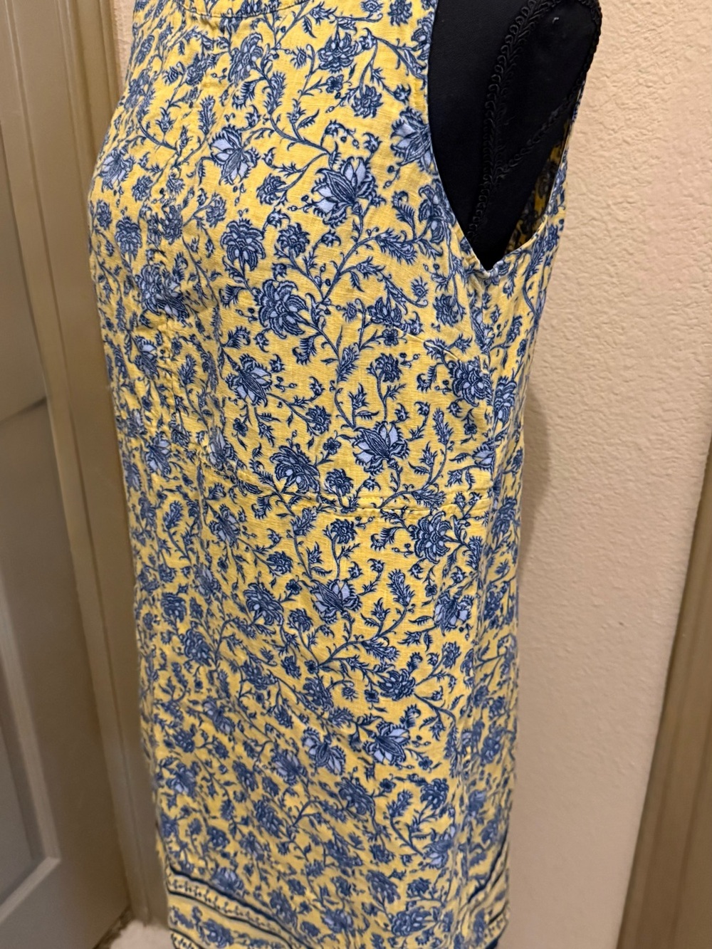 J. Jill Yellow Dress with Navy Floral Print - Picture 6 of 7
